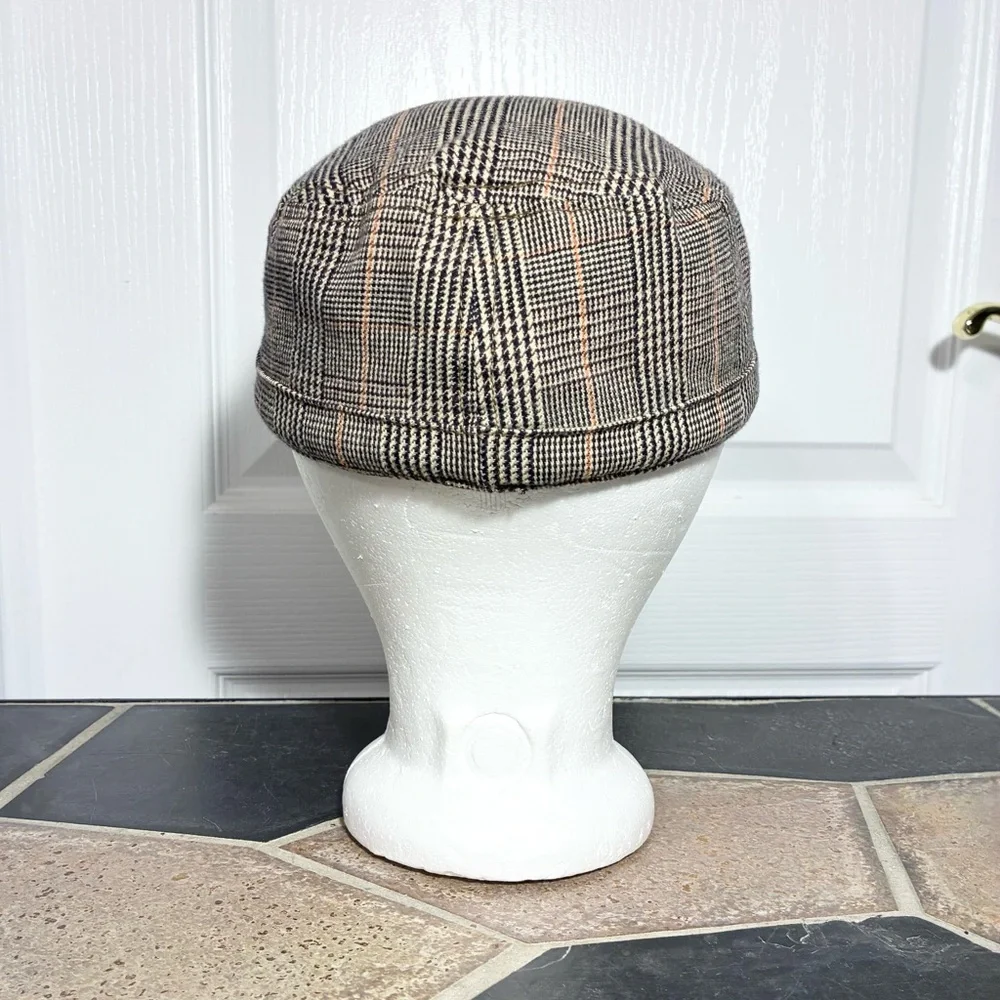 Y2K Ezekiel Glen Plaid Cadet Cap Vintage Brown Tan Women’s M/L
